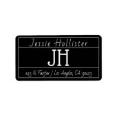 モダンおもしろいブラック&ホワイト差出人住所ラベル ラベル (正面)