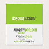 モダンおもしろいホワイトライムグリーン折り畳み 名刺 (外部フラット)