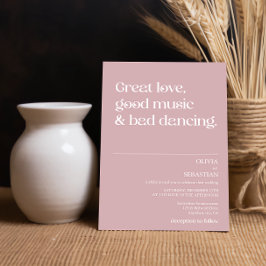 モダンおもしろいミニマルタイポグラフィほこりっぽいバラ結婚ズ 招待状