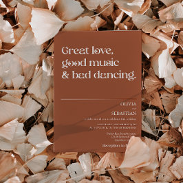 モダンおもしろいミニマルタイポグラフィテラコッタ結婚ズ 招待状