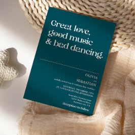 モダンおもしろいミニマルタイポグラフィ深い結婚ティール（緑がかった色） 招待状