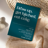 モダンおもしろいミニマルタイポグラフィ深い結婚ティール(緑がかった色) 招待状