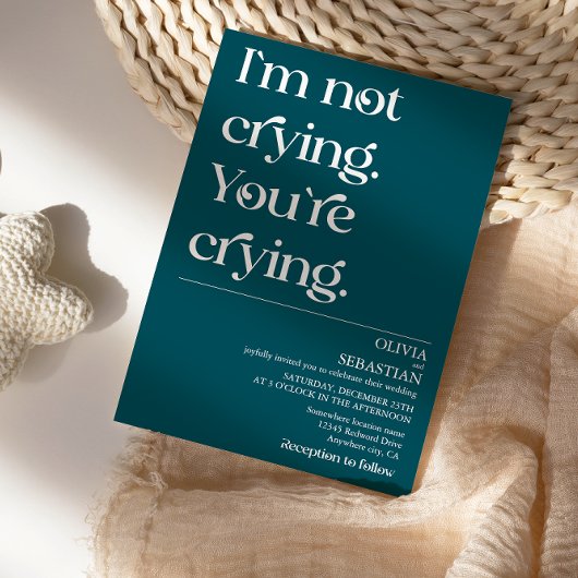 モダンおもしろいミニマルタイポグラフィ深い結婚ティール（緑がかった色） 招待状