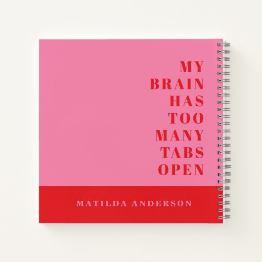 モダンおもしろいミニマル赤ピンクタイポグラフィ雑誌 ノートブック (裏面)