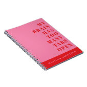 モダンおもしろいミニマル赤ピンクタイポグラフィ雑誌 ノートブック (右側)