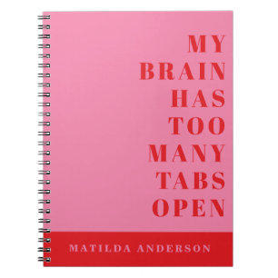 モダンおもしろいミニマル赤ピンクタイポグラフィ雑誌 ノートブック