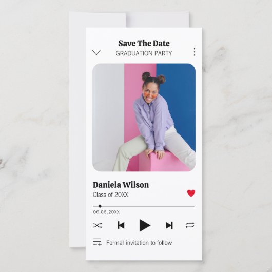 モダンおもしろいミュージックプレーヤーの写真卒業 セーブザデート (正面)