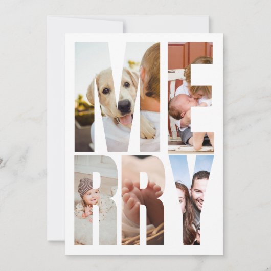 モダンおもしろいメリーフォトレターフレームクリスマス シーズンカード (正面)