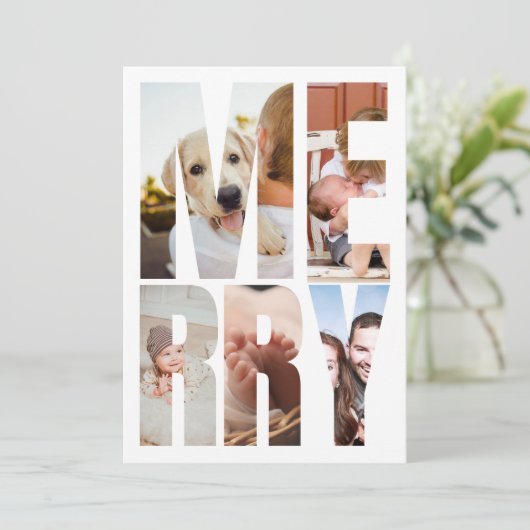 モダンおもしろいメリーフォトレターフレームクリスマス シーズンカード (スタンド正面)