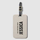 モダンおもしろいモノグパーソナライズされたラム名 ラゲッジタグ (正面縦)
