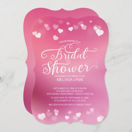 モダンおもしろいラブハートブライダルシャワー招待状 招待状 (正面/裏面)