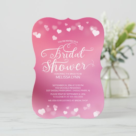 モダンおもしろいラブハートブライダルシャワー招待状 招待状 (スタンド正面)