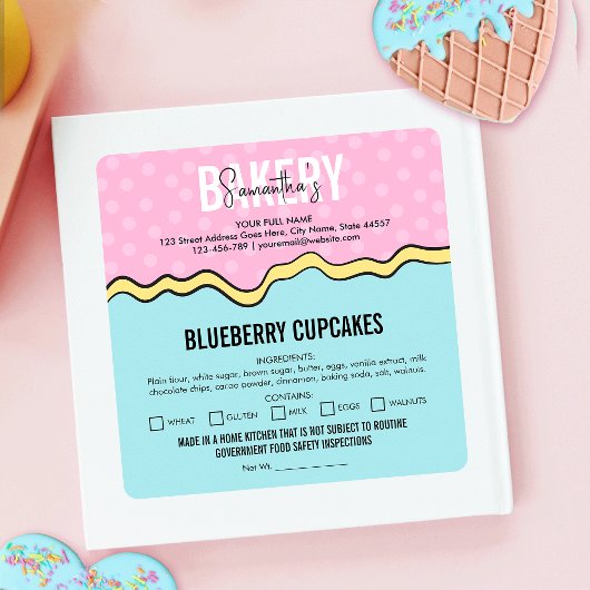 モダンおもしろいレトロカラフル成分ホームベーカリー スクエアシール