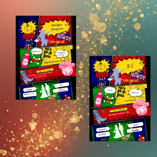 モダンおもしろいレトロ漫画バチェロレッテ女性のカーボーイ