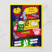 モダンおもしろいレトロ漫画バチェロレッテ女性のカーボーイ ポストカード (正面)