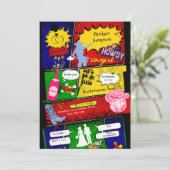 モダンおもしろいレトロ漫画バチェロレッテ女性のカーボーイ 招待状 (スタンド正面)