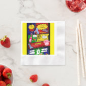 モダンおもしろいレトロ漫画バチェロレッテ女性のカーボーイ 縁ありカクテルナプキン (インサイチュ)