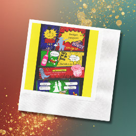 モダンおもしろいレトロ漫画バチェロレッテ女性のカーボーイ 縁ありカクテルナプキン