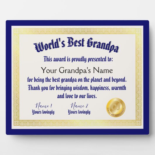 モダンおもしろい世の最高の大家 フォトプラーク (正面)