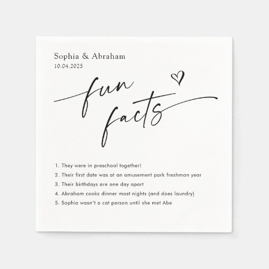 モダンおもしろい事実の連結婚結 スタンダードカクテルナプキン (正面)