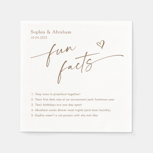 モダンおもしろい事実の連結婚結 スタンダードカクテルナプキン (正面)