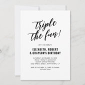 モダンおもしろい共同誕生日パーティー 招待状 (正面)