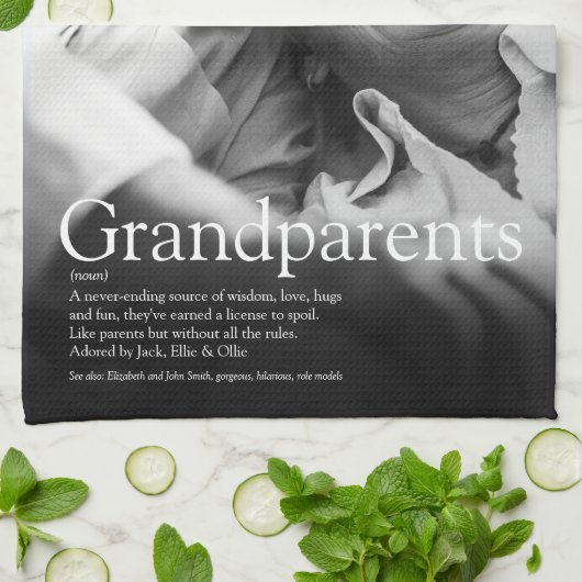 モダンおもしろい写真の祖父母の定義 キッチンタオル (折り畳み)