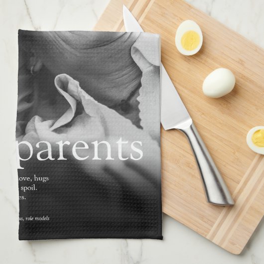 モダンおもしろい写真の祖父母の定義 キッチンタオル (四つ折り)