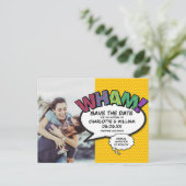 モダンおもしろい写真カラフルWHAM日付の保存 案内ポストカード (スタンド正面)