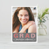 モダンおもしろい卒業写真カード卒業会 招待状 (スタンド正面)