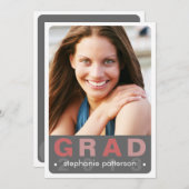 モダンおもしろい卒業写真カード卒業会 招待状 (正面/裏面)