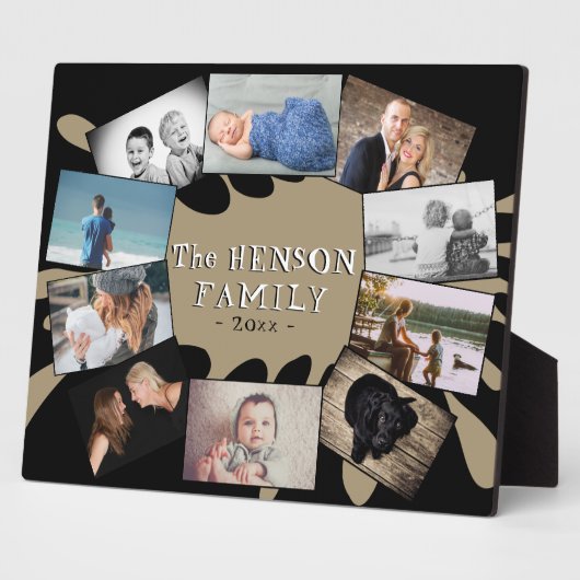 モダンおもしろい年1回家族の記念写真コラージュ フォトプラーク (側面)