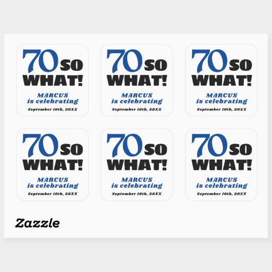 モダンおもしろい引用文タイポグラフィ70誕生日 スクエアシール (シート)