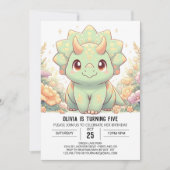 モダンおもしろい恐竜デジタル誕生日 招待状 (正面)