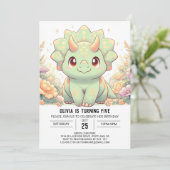 モダンおもしろい恐竜デジタル誕生日 招待状 (スタンド正面)