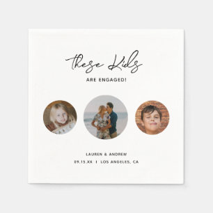 モダンおもしろい撮影婚約パーティ スタンダードカクテルナプキン