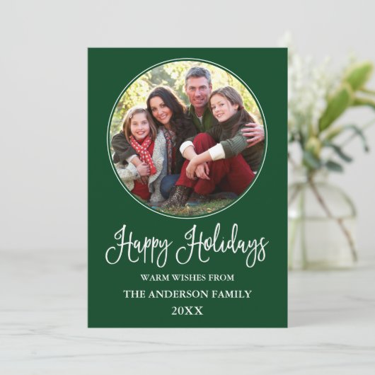 モダンおもしろい書ラウンドフォトフレーム緑 シーズンカード (スタンド正面)