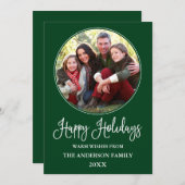 モダンおもしろい書ラウンドフォトフレーム緑 シーズンカード (正面/裏面)