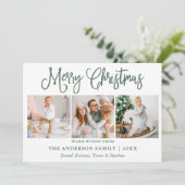 モダンおもしろい書道写真セージ緑のクリスマス シーズンカード (スタンド正面)