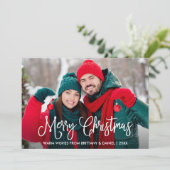モダンおもしろい書道夫婦写真クリスマス シーズンカード (スタンド正面)