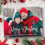 モダンおもしろい書道夫婦写真クリスマス ポストカード<br><div class="desc">おもしろい書モダン台聖書聖母クリスマスカップル写真はがき</div>