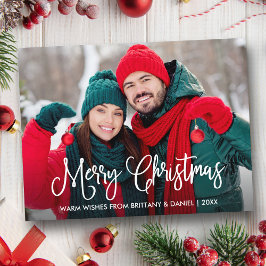 モダンおもしろい書道夫婦写真クリスマス ポストカード