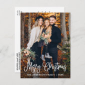 モダンおもしろい書道家族の写真クリスマス ポストカード (正面/裏面)