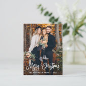 モダンおもしろい書道家族の写真クリスマス ポストカード (スタンド正面)