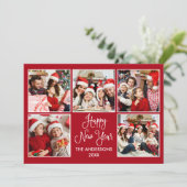 モダンおもしろい書道赤5写真新年 シーズンカード (スタンド正面)