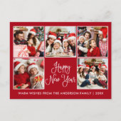 モダンおもしろい書道赤5写真新年 ポストカード (正面)