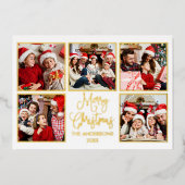 モダンおもしろい書道5写真赤金ゴールド 箔シーズンカード (正面)