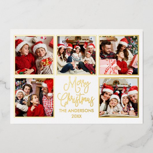 モダンおもしろい書道5写真赤金ゴールド 箔シーズンカード (正面)