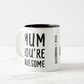 モダンおもしろい最高の母娘Typo ツートーンマグカップ (正面左)