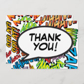 モダンおもしろい漫画の文字体裁 サンキューカード (正面/裏面)